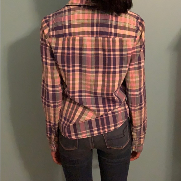 Pastel colored plaid button down - Picture 2 of 2